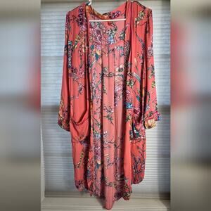 Chelsea & Violet Women's Small Pink Floral Print 3/4 Sleeve Open Front Cardigan